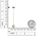 thumbnail image 5 of Gem Stone King Asymmetrical Blue Created Sapphire Drop Chain Earrings for Women in 18K Rose Gold Plated Silver | 1.16 Cttw | September Birthstone | Trillion Cut 4MM | Mismatched Dangle Earrings, 5 of 6