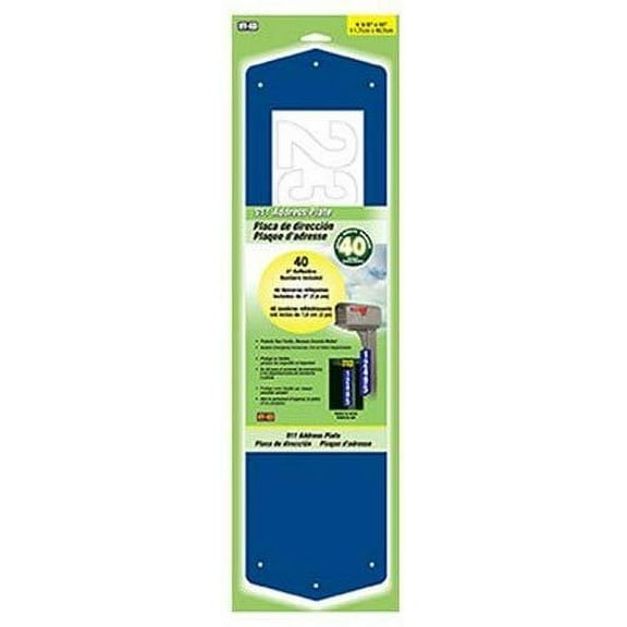 Hy-Ko Products 911B 911 Address Plate 6" x 18" 3" Numbers Blue