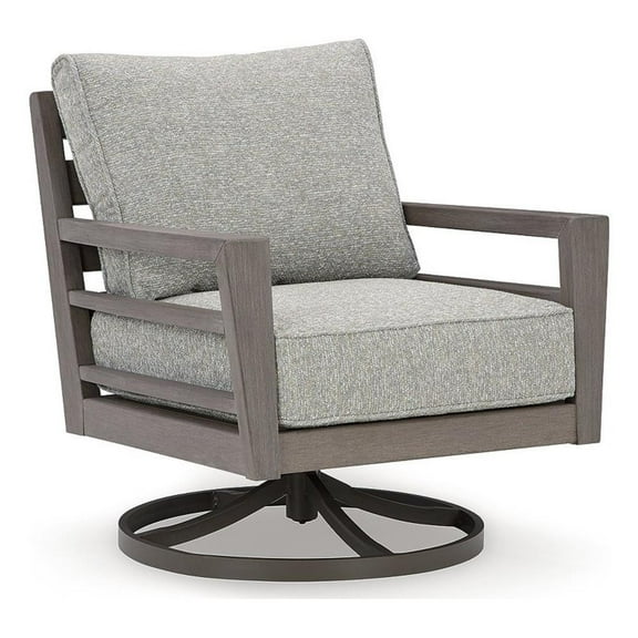 Ashley Furniture Hillside Barn Gray & Brown Outdoor Swivel Lounge with Cushion