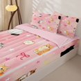 thumbnail image 2 of Manfei Cartoon Cat Zipper Queen Comforter Set with Fitted Sheet and 2 Pillowcases, Sky Star Ribbon Zipper Bedding Set, Pink, Pink Reversible, 4-Piece, 2 of 7