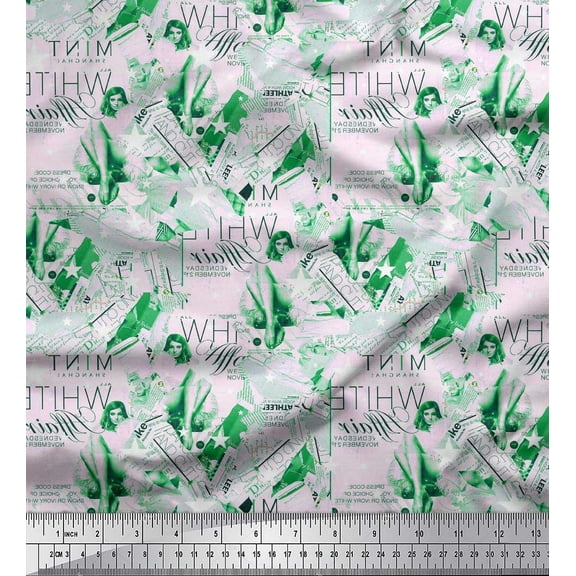 Soimoi Crepe Silk Fabric News Paper & Women Fashion Decor Fabric Printed Yard 42 Inch Wide
