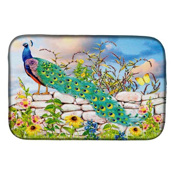 14 x 21 in. Proud Peacock Dish Drying Mat
