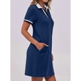 thumbnail image 5 of Po-Lo Dresses for Women Short Sleeve Tennis Golf Dress V Neck Summer Casual Dress with Pocket Navy Blue M, 5 of 8