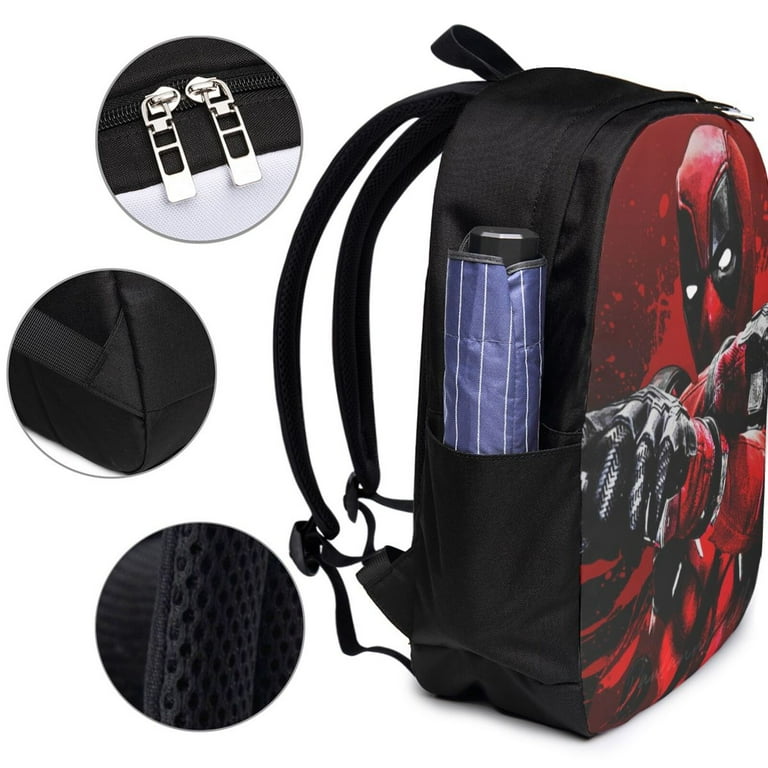 Deadpool Backpack With USB Charging Port, Travel Laptop Backpack