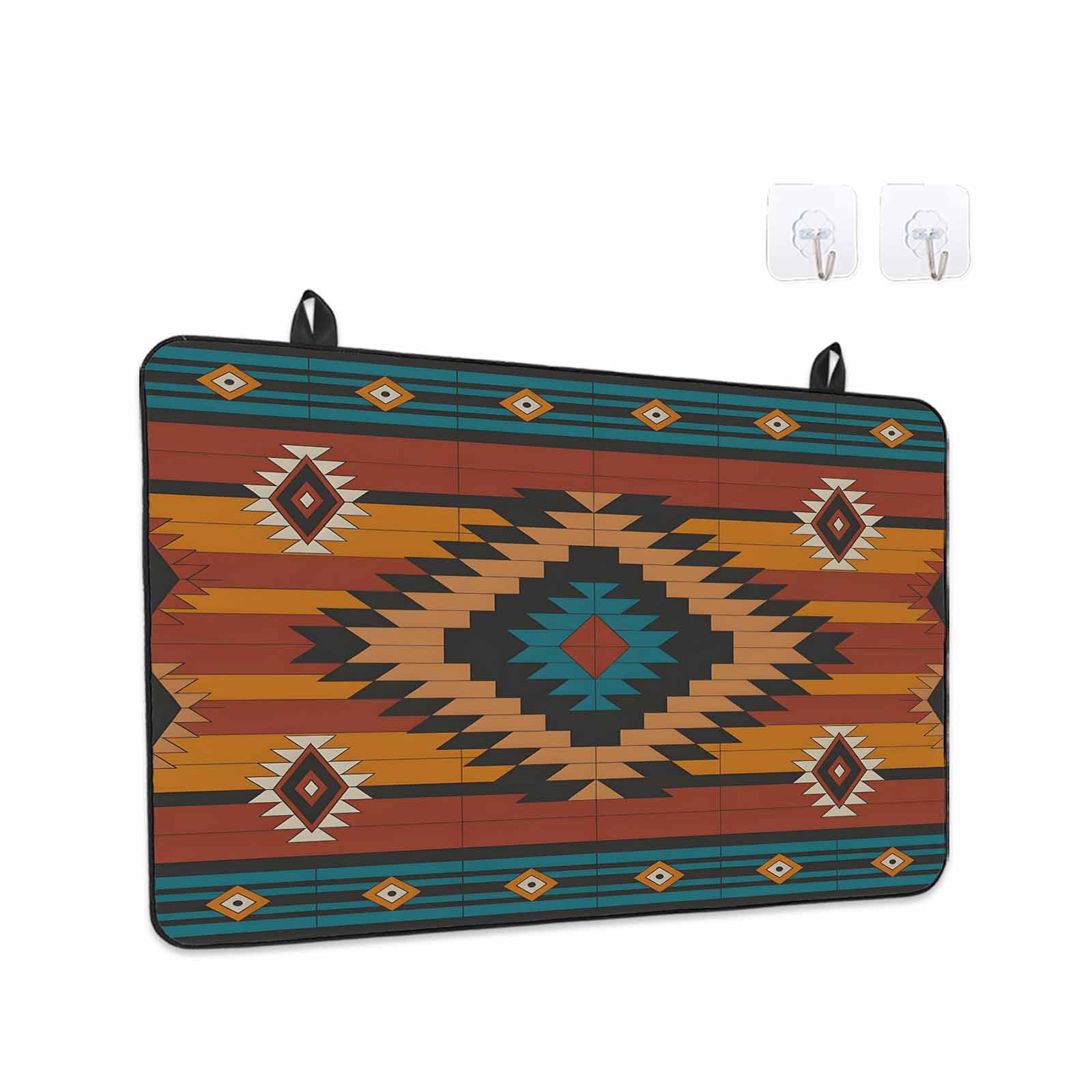Aztec Southwest Stove Top Cover for Electric Stove, Heat-proof & Non Slip Glass Top Stove Cover Protector, Vintage Geometric Farmhouse Art Kitchen Flat Cooktop Rubber Mat 24x21 Inches