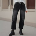 thumbnail image 2 of HSMQHJWE Bootcut Jeans for Women Stretchy Mid Rise Double Button Wash Solid 90s Straight Leg Jeans, 2 of 5