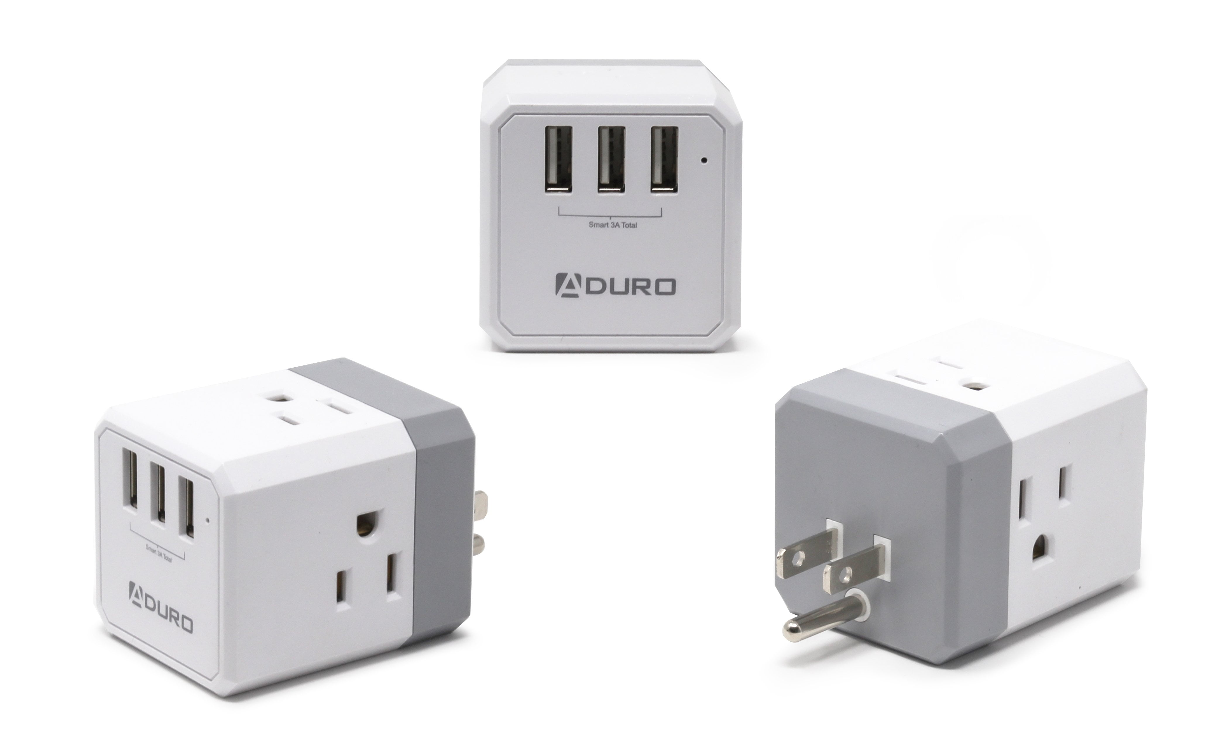 Multi Plug Extender Wall Charger with USB Ports 3 Outlets and Smart Night Light 