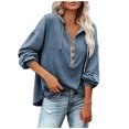 thumbnail image 2 of Zpanxa Women's Patchwork Hooded Sweatshirt Fall Winter Drawstring Pullover Long Sleeve Button Detail Fleece Lined Top, 2 of 7