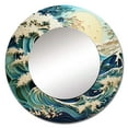 thumbnail image 2 of Designart "Blue White Ocean Rhapsody" Ocean Rund Mirror For Wall Decor - Large Teal Round Print Mirror - Round Coastal Mirror 29" x 29" Inch - Wall Mounted Round Large Mirror, 2 of 5