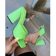 thumbnail image 1 of Open Square Toe Heels One Strap Slip On Sandals for Women Chunky Block Heeled Sandals, 1 of 3