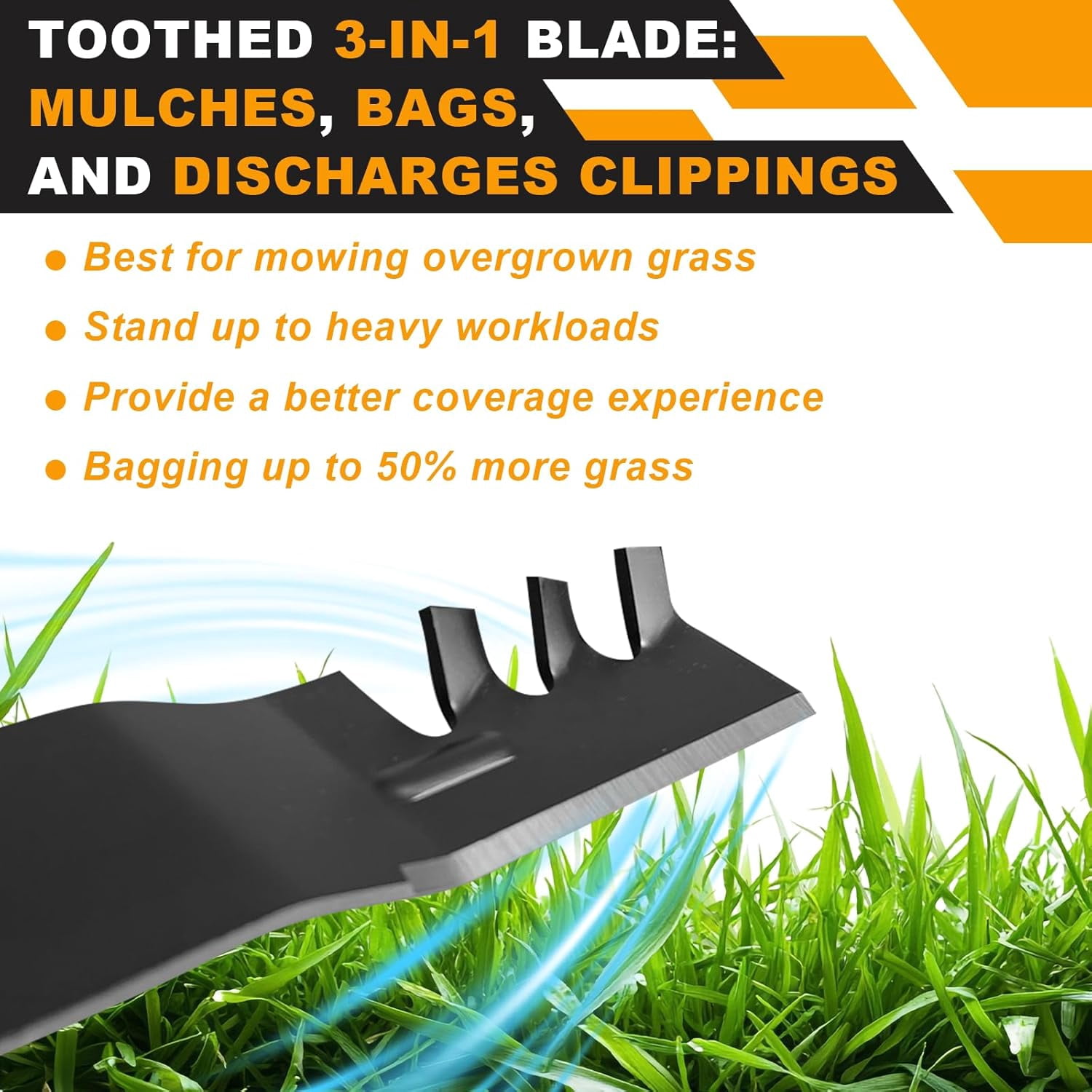 GX22151 GY20850 Gator Mulching Blades Compatible with John Dee re 42 Inch Deck D100 D110 D125 S100 S130 S240 LA100 LA105 LA120 LA135 E100 E120 Lawn Tractor Riding Mower,Toothed Mulching Blade, 2 PACK