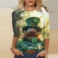 thumbnail image 2 of St. Patricks Day Shirts for Women 3/4 Sleeve Crew Neck Casual Tops Four Leaf Clover T-Shirts Irish Festival Outfit Women, 2 of 5