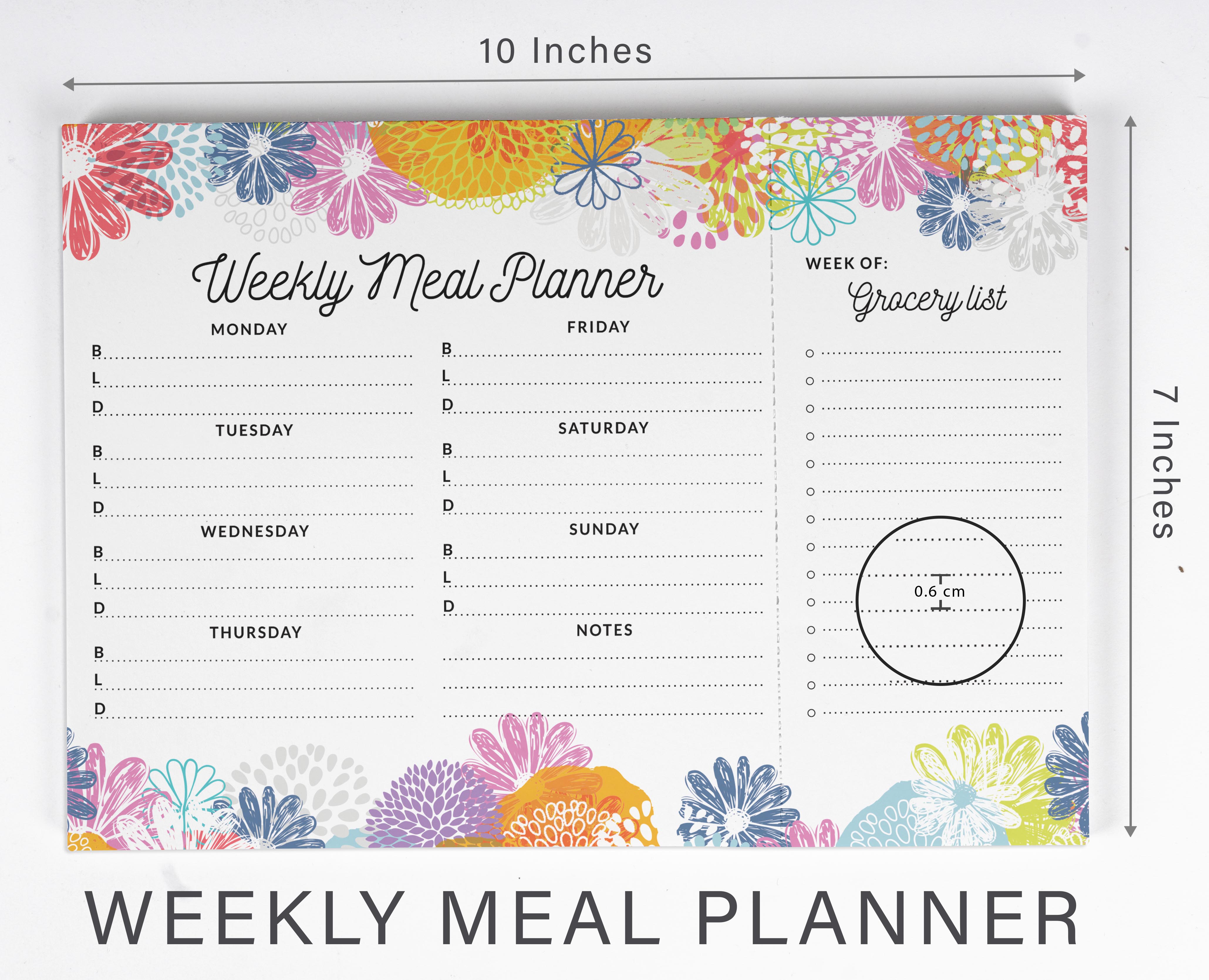 Inkdotpot Weekly Meal Planner Notepad 7"x10 , "Weekly Meal Planner" Magnetic Meal Planning Pad with Tear Off Grocery Shopping List for Fridge- Kitchen & Home - 54 Sheets -QW