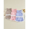 thumbnail image 3 of BemeyourBBs Toddler Baby Girl Summer Clothes Cute Infant Baby Girls Plaid Gingham 2 Piece Outfits Sleeveless Doll Collar Vest Tank Tops Ruffled Shorts Set Toddler Girls Summer Outfit, 3 of 9