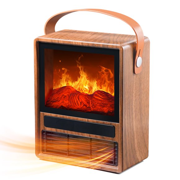 Calefactor eléctrico portátil tipo chimenea AckMizz con llama 3D mini