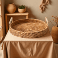 thumbnail image 5 of QUTETN Handwoven Rattan Tray with Dual Handles – Round Heat-Resistant Serving Tray for Fruit, Bread, Snacks, Tea – Home Decor & Storage Basket, 5 of 5