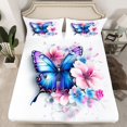 thumbnail image 2 of Castle Fairy Girls Floral Butterfly Full Size Sheets,Blue Pink Bed Sheets, 2 of 7