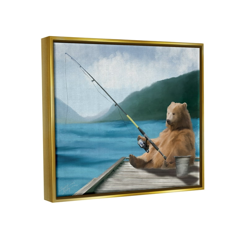 bear goes fishing pole Hodao Black Figurines Decoration Summer Bear Crafts for Home Office Desk Decor Statue for Tabletop Shelf Decoration Ornament Gifts Decor for Beach Fishing Lovers (Black) : Home & Kitchen floating framed A terrapin and a black