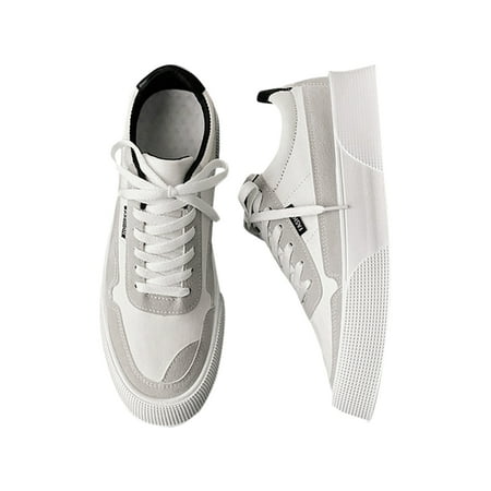 

Difumos Mens Breathable Round Toe Sneaker Comfort Casual Sneakers Sports Skateboarding Shoes White 9