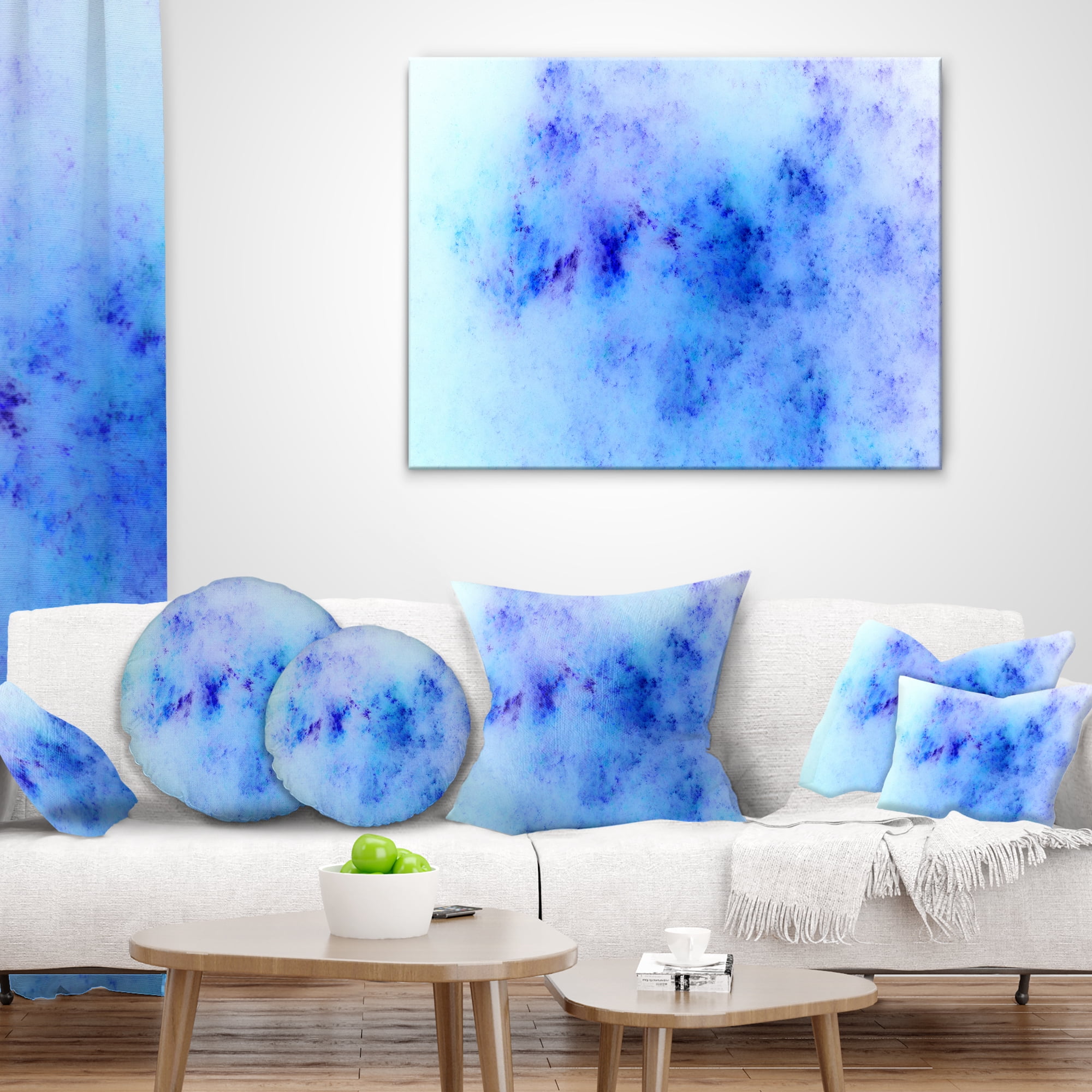 Designart Light Blue Starry Fractal Sky - Abstract Throw Pillow - 12x20