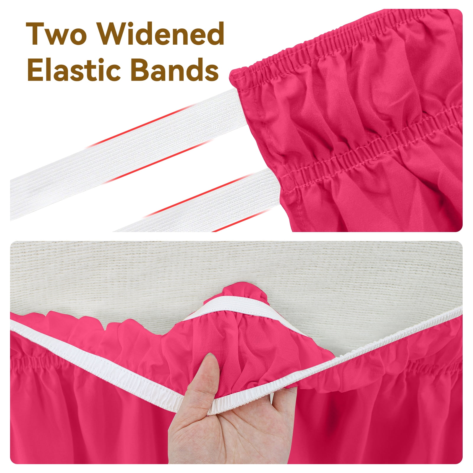 King Bed Skirt, 18 inch Tailored Drop with Elastic Belt, Easy Install, Rose Red