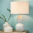 thumbnail image 2 of J&D Designs Catalina Wave Ceramic and Linen Table Lamp in White/Blue, 2 of 4