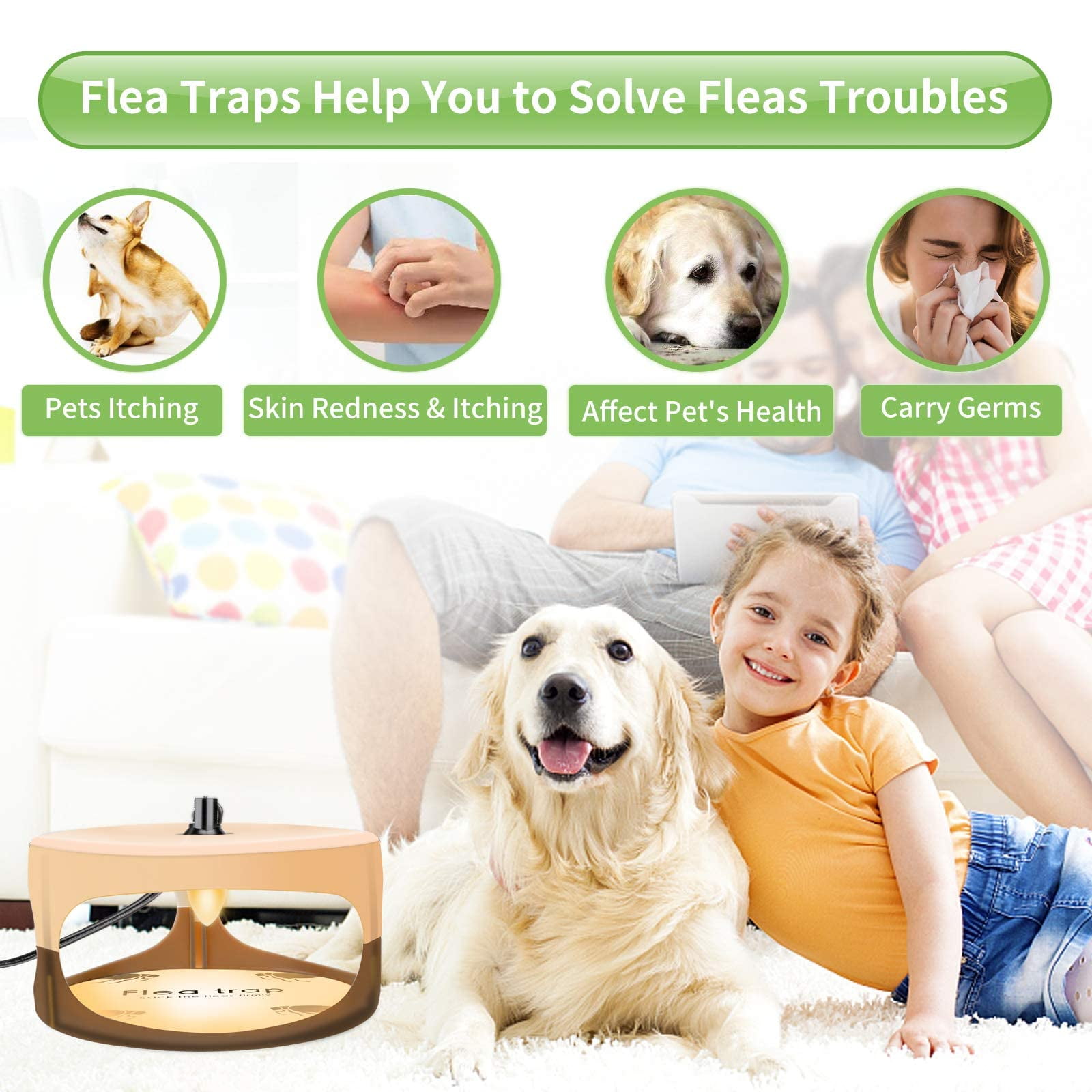 Kryc Flea Trap Indoor, Sticky Dome Flea Strap Flea Killer Trap Pad