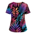 thumbnail image 5 of Iaqnaocc Hawaiian Scrubs for Women Premium Beach Nurse Working Uniforms Trendy V Neck Maple Leaf Print Side Slits Scrub Shirt Ultra Soft Short Sleeve Tees Blouse with Pockets Purple 5XL, 5 of 5