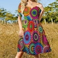 thumbnail image 4 of Colorful Bohemian Style Dress Abstract Floral Retro Dresses Women Short Sleeve Stylish Casual Dress V Neck Oversize Vestidos, 4 of 7