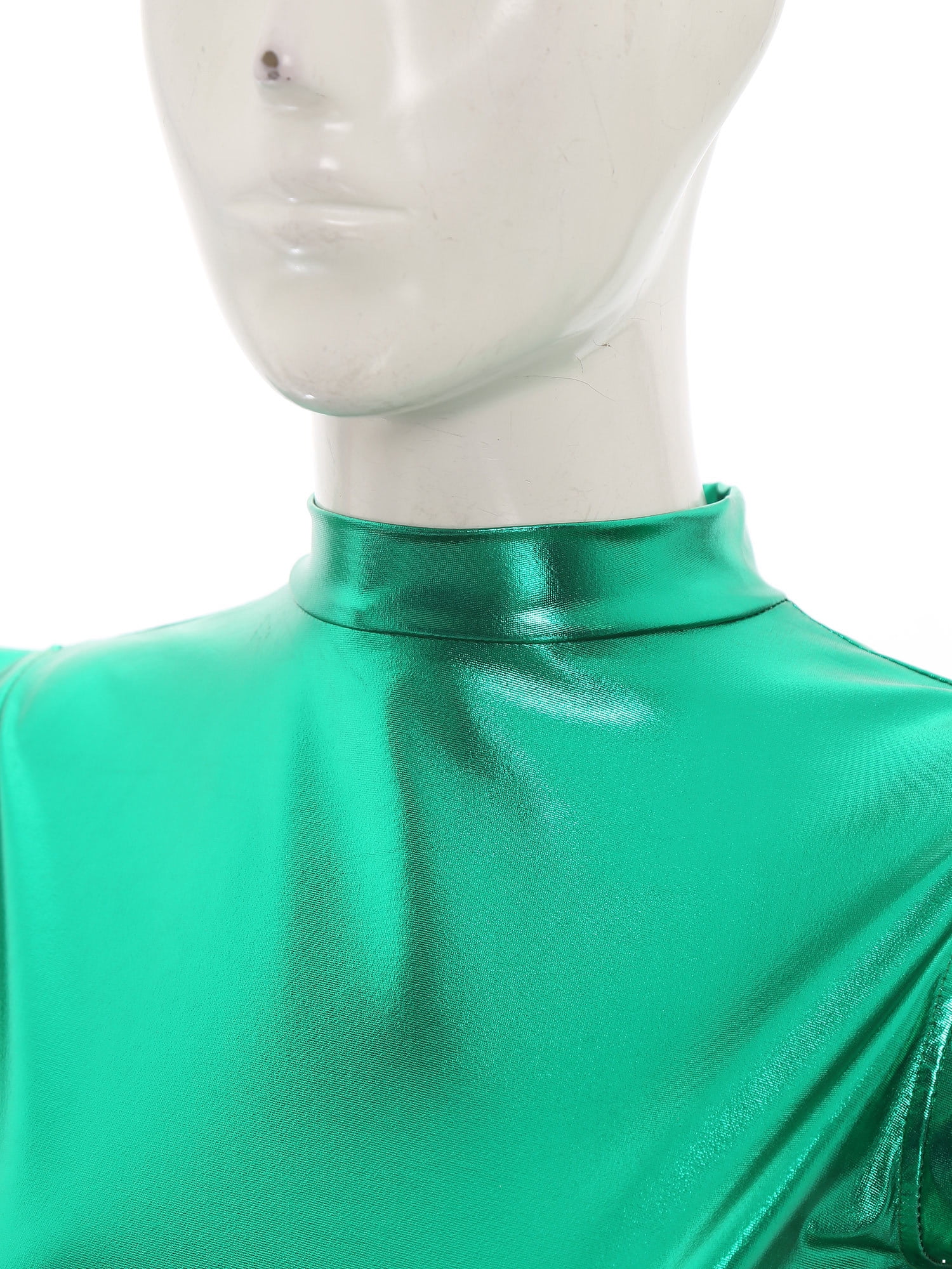 TiaoBug Women's Metallic Sleeveless Club Disco Holographic Dress Wet Look Pleated Dresses Green L