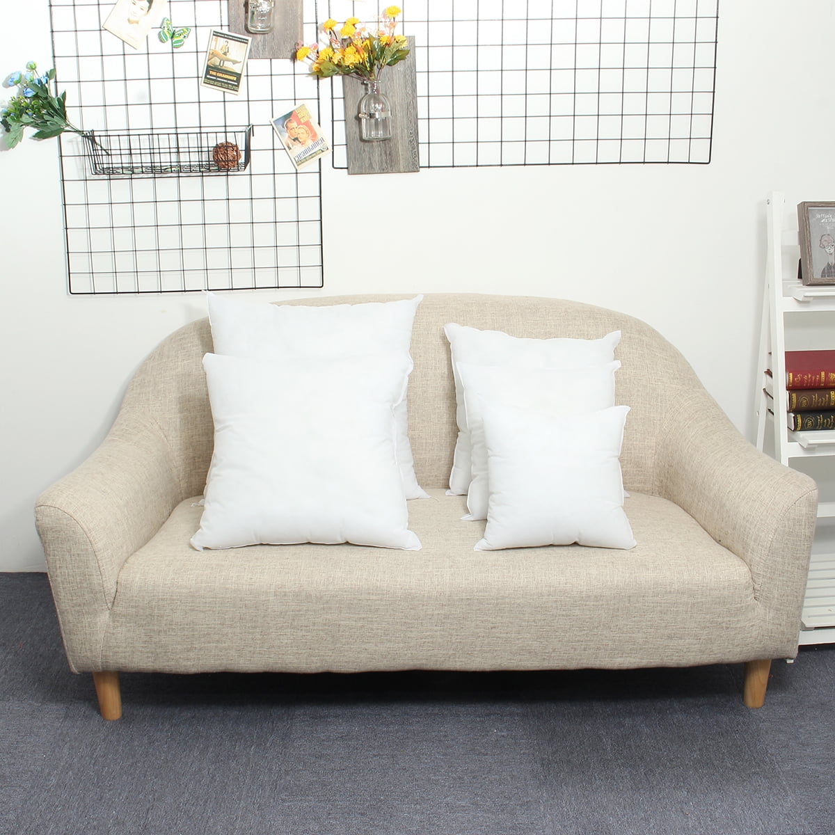 5 Size White Cushion Throw Pillow Sofa Waist Pillowcase Filler Inner PP