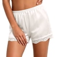 thumbnail image 2 of Womens Slip Shorts for under Dresses Elastic Waist Lace Trim Satin Bloomers Pettipants Culottes Slip Skirt, 2 of 8