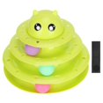 thumbnail image 1 of Cat 3 Level Tower with 3 Rolling Balls AntiSlip Pet Interactive Tracks Playing Toy(Green ), 1 of 1