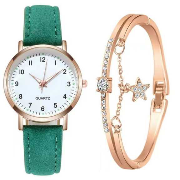 Gmogad Vintage Women's Quartz Watch, Classic Small Round Dial with Luminous Numbers and Leather Strap, Vintage Women's Quartz Watch Retro Bracelet for Ladies, Elegant Fashion Accessory and Gift