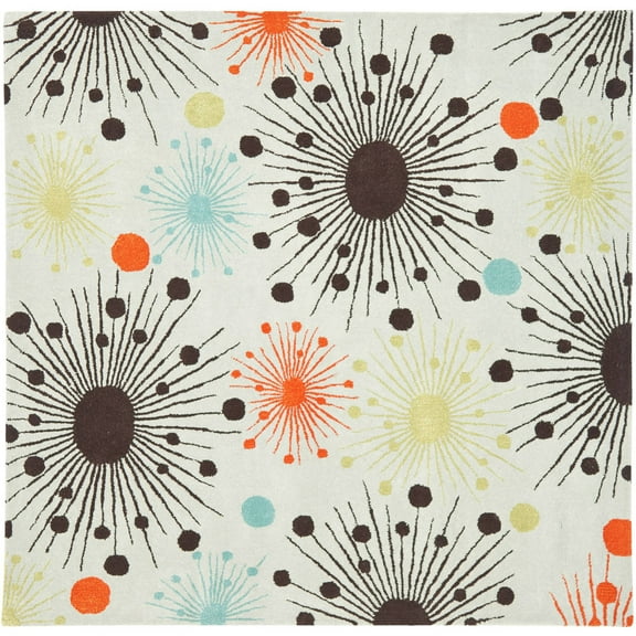 SAFAVIEH Soho Danielle Fire Works Wool Area Rug, Light Blue/Multi, 6' x 6' Square