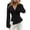 Black, variant on Women's Cross Front Wrap Tops Lightweight Soft V Neck Flare Long Sleeve Shirts Slim Dressy Casual Solid Color Fitted Blouses S