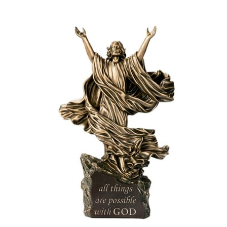 The Bradford Exchange Light Of The World Sculpture Collection Issue #4: 'All Things Are Possible' Handcrafted Cold-Cast Bronze Illuminated with Inspirational Scripture 11-inches