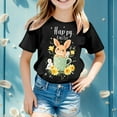 thumbnail image 2 of Glisme Girls Tops Size 3-4 Years Easter Graphic Tee Short Sleeve Cartoon Printed Casual T Shirt Athletic Fit Black Tee, 2 of 4