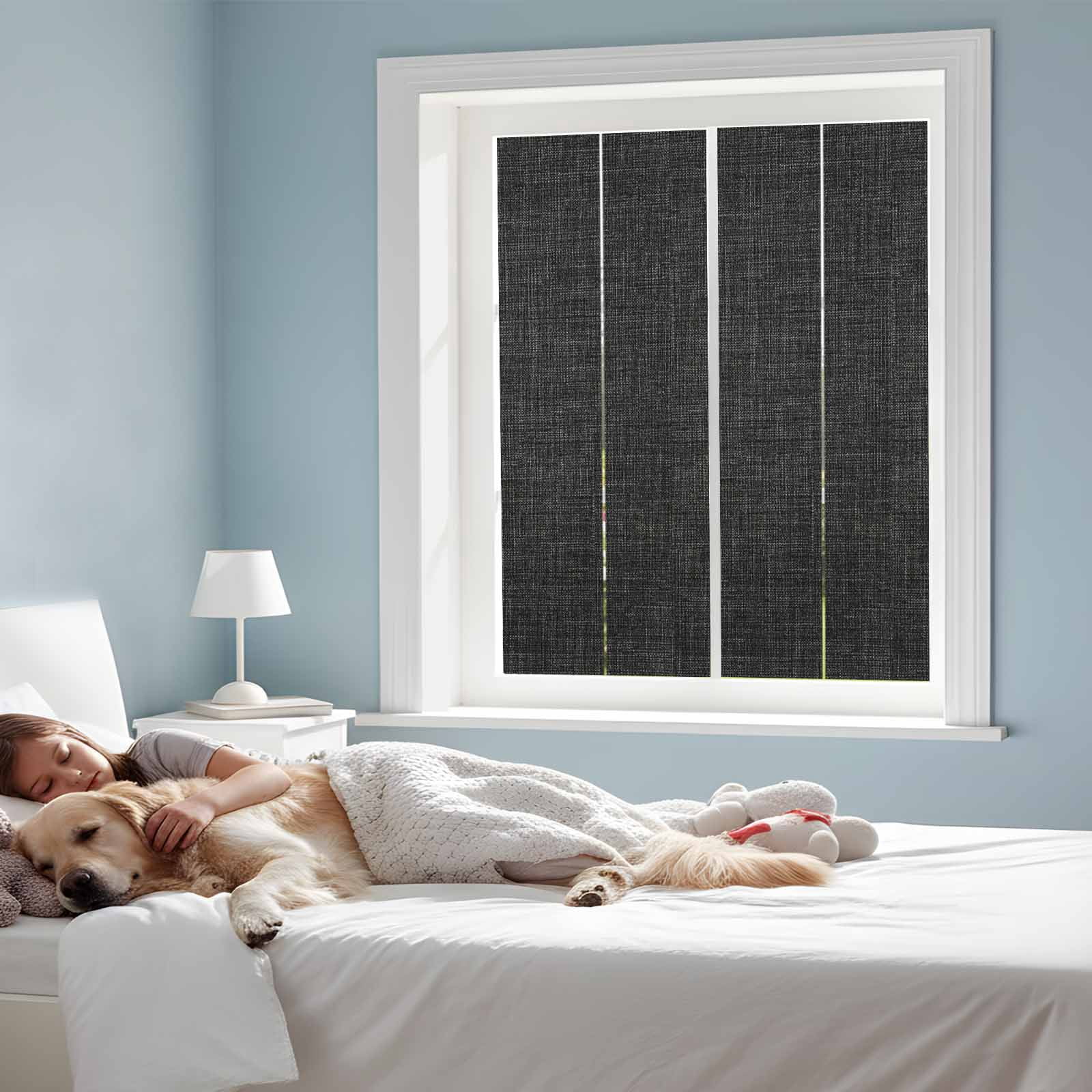 Static Cling Non Adhesive Window Film, Black Window Privacy Film Frosted, Farmhouse Burlap Solid Black Color Modern Linen Texture Opaque Window Coverings for Small Windows, Home, 17.7 x 39.3 Inches