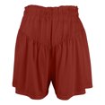 thumbnail image 3 of Ovticza Womens Linen Shorts 2025 Summer Drawstring Ruffle Elastic High Waist Solid Color Casual Beach Shorts with Pockets Wine L, 3 of 7