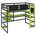 thumbnail image 4 of Twin Size Wood Loft Bed with Desk, Side Storage Rack, Multi-Shelves & RGB Light,Green, 4 of 11