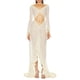 thumbnail image 4 of Gaono-Babydoll Sexy para mujer, lencería de manga larga con cuello en V, camisón de malla, vestido largo con volantes, vestido de noche transparente, 4 of 5
