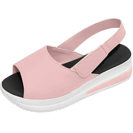 

Zanvin Women s Sandals Shoes on Clearance up to 30% off Womens Wedge Sandals Women s Summer Comfy Open Toe Ankle Strap Sandals Beach Casual Shoes Shallow Pink 35