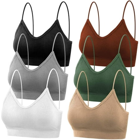 

Padded Bralettes for Women 6 Pcs Sports Bras for Women Pack V Neck Cami Bando Bra for Women Girls