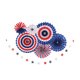 thumbnail image 1 of 1 juego de 7 banderines de papel con diseño de abanicos florales para el Día de la Independencia, decoraciones para fiestas del Día de la Independencia, banderines de papel con diseño de bandera nac, 1 of 4