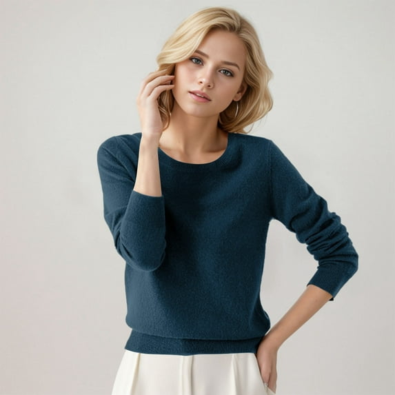 Women Sweater 2026 Fall Winter Trendy Long Sleeve Crewneck Basic Cozy Knitted Sweaters Pullover Top