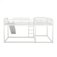 thumbnail image 6 of Quad Bunk Beds for 4,Full and Twin Size L-Shape Metal Bunk Bed with Slide and Short Ladder,Heavy-Duty Metal Floor Bunk Bed, White, 6 of 7