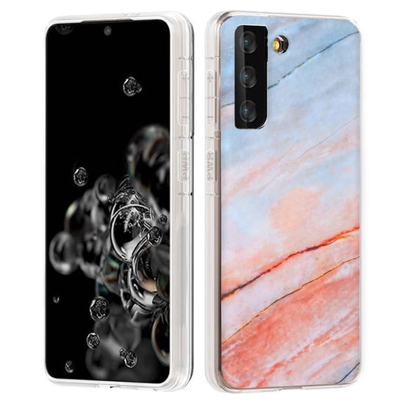 TalkingCase Slim Phone Case Compatible for Samsung Galaxy S21 5G, S30,(Not S21+,S21 Ultra),Blue Red Marble Print,Lightweight,Flexible,Soft, USA