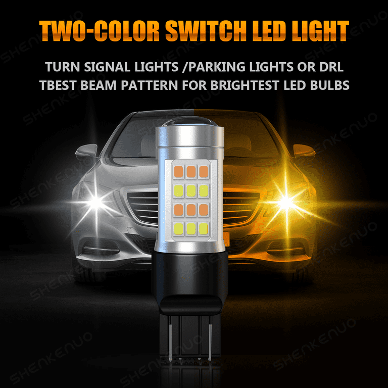 AUXITO 7443 Switchback LED Turn Signal / Parking / DRL Lights – Amber/White, Anti Hyper Flash