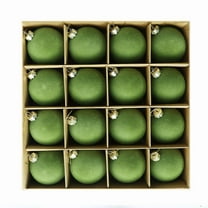 Velvet Christmas Ornaments Balls 16 Pcs 2.4 Inches Flocked Plastic Shatterproof Xmas Ball Holiday Party Hanging Decorations for Christmas Tree Home Office Decor(Army Green)